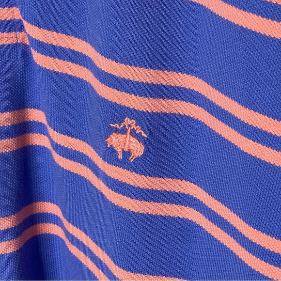 Brooks Brothers Polo Size XL Blue Coral Striped Performance 100% Cotton 1818 Men - Picture 2 of 6